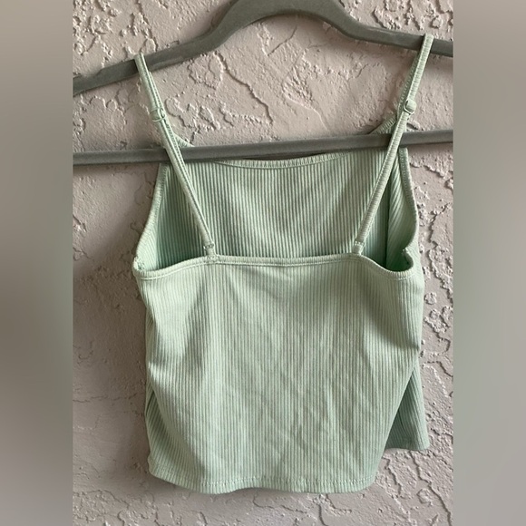 American Eagle Light Green Ribbed & Cropped Tank Top - Picture 5 of 8